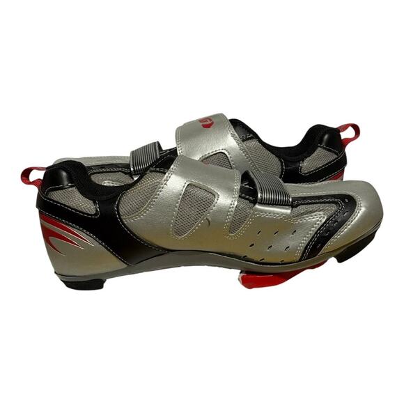 Louis Garneau Mount Royal Road Cycling Shoes Silver Black Red Size 7 US SPD Men - Picture 7 of 8
